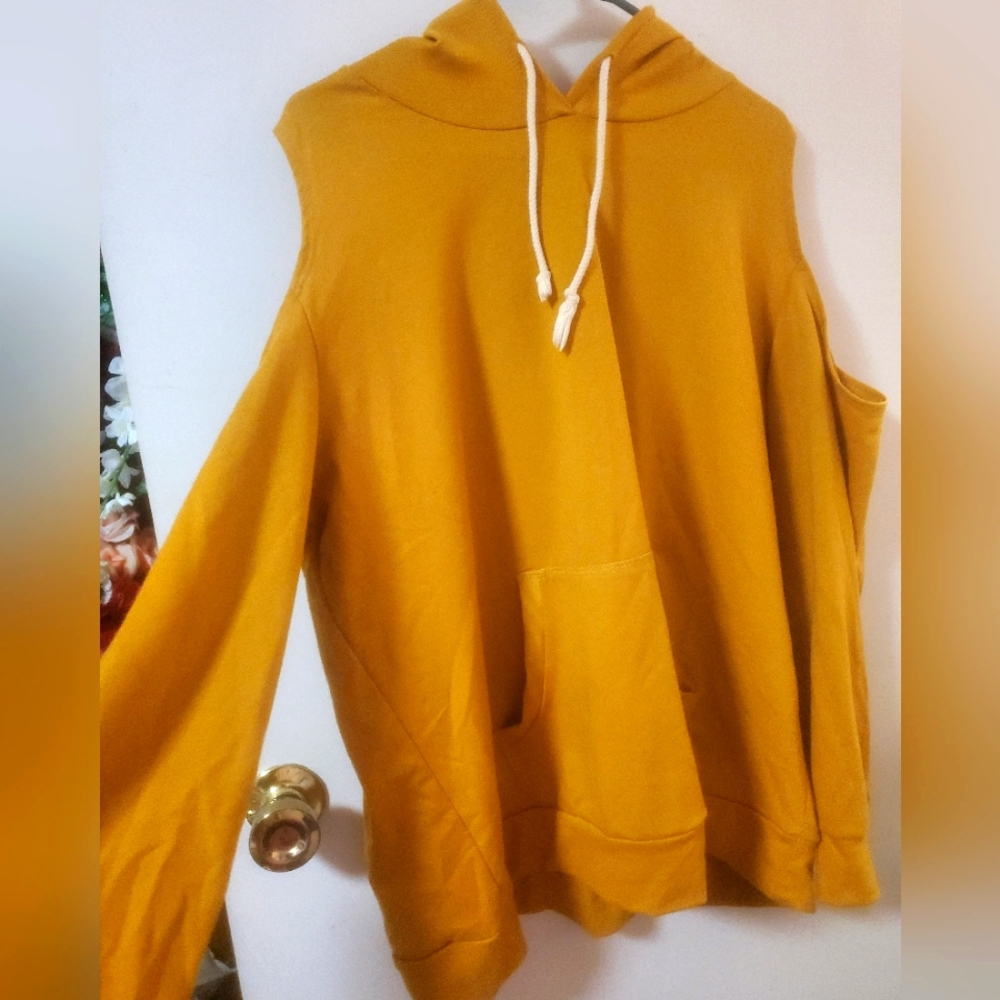 Mustard Cold Shoulder Hoodie